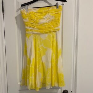 Banana Republic Yellow and White Strapless Dress